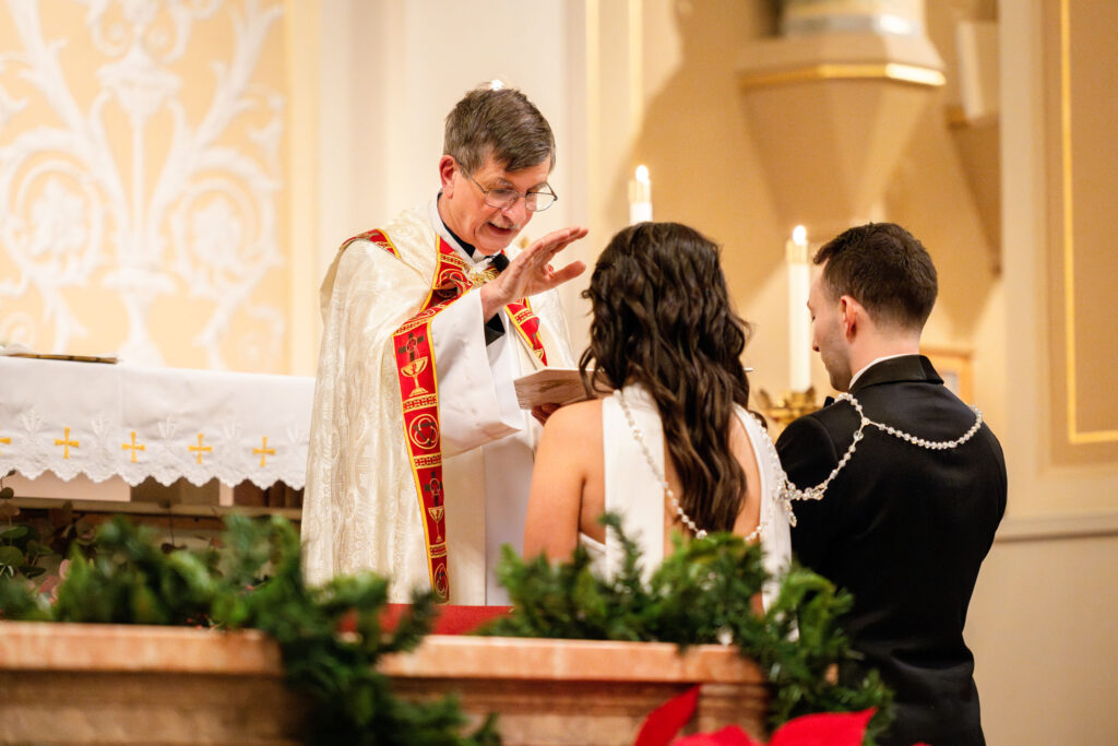 Catholic wedding ceremony at Assumption Catholic Church in Chicago